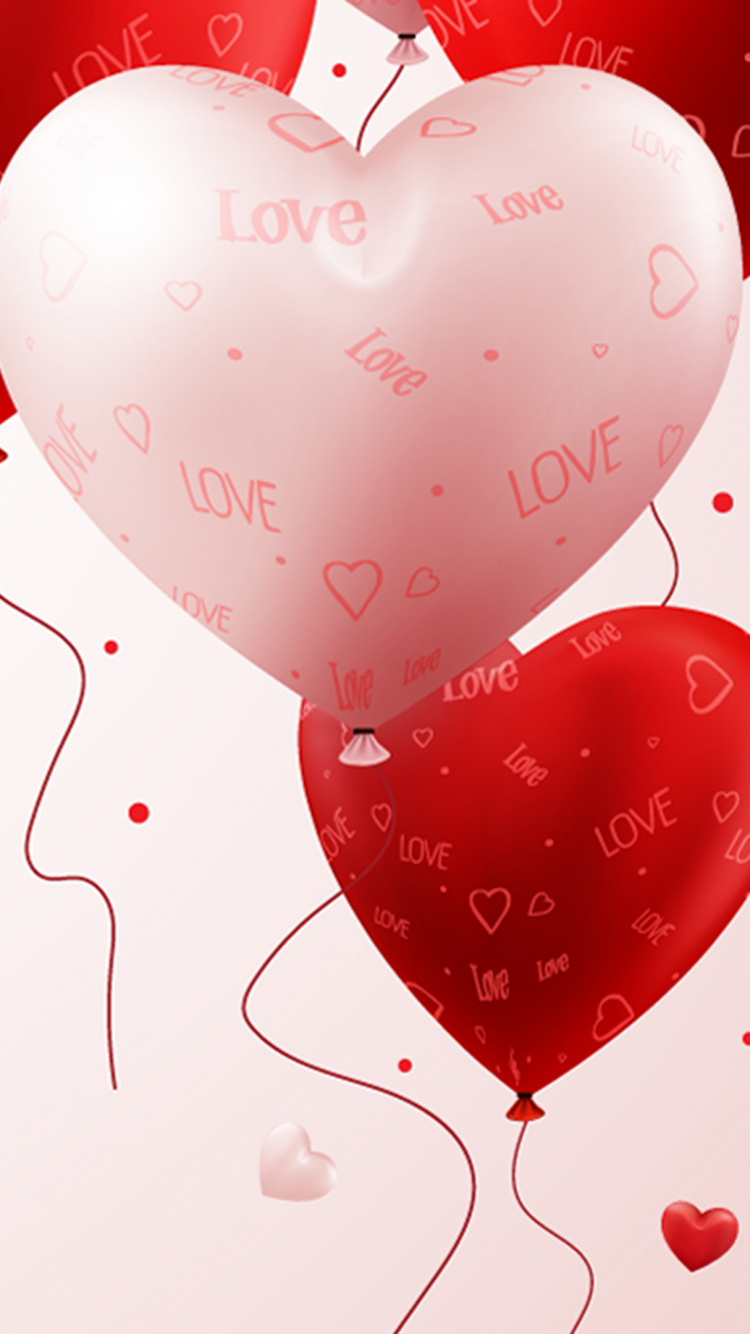 le Jour de Valentines, Cœur, Red, Montgolfière, Amour. Wallpaper in 750x1334 Resolution