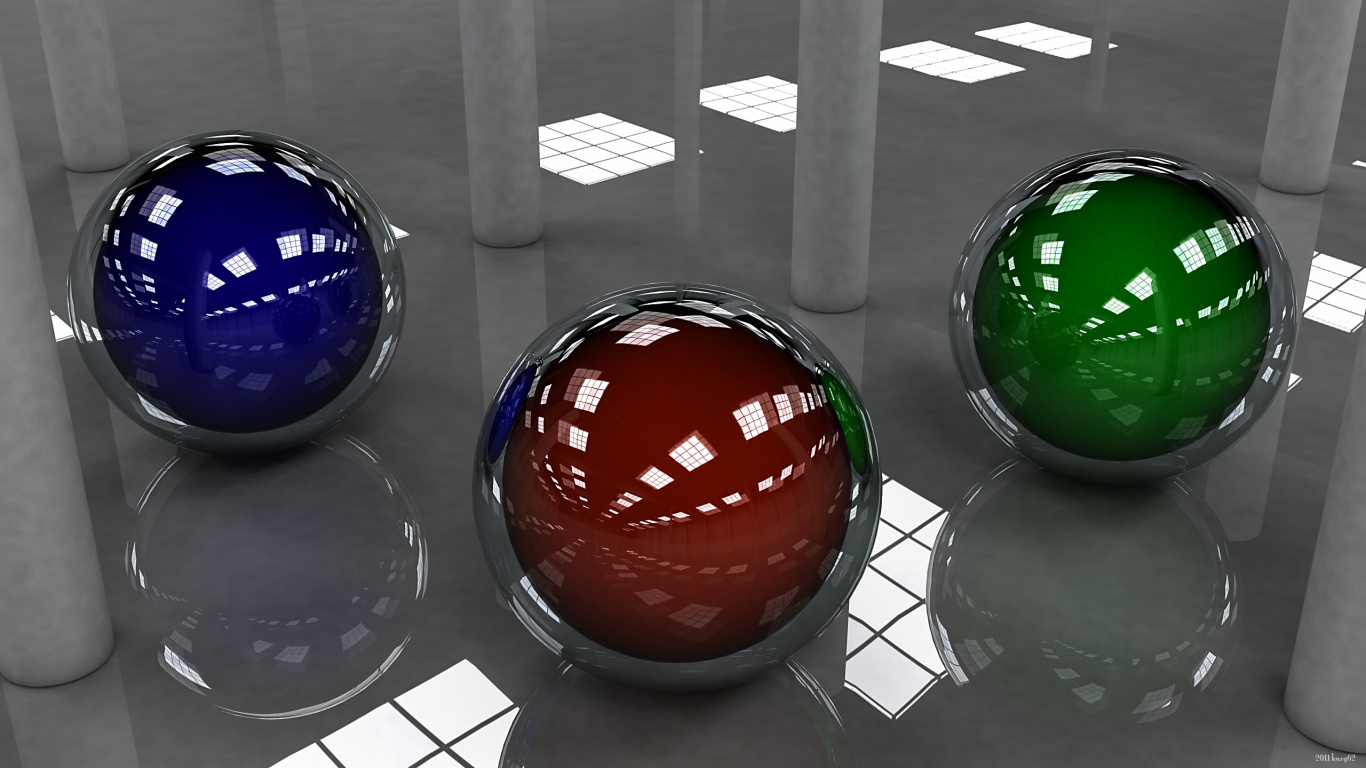 Red and Blue Ball on Glass Table. Wallpaper in 1366x768 Resolution