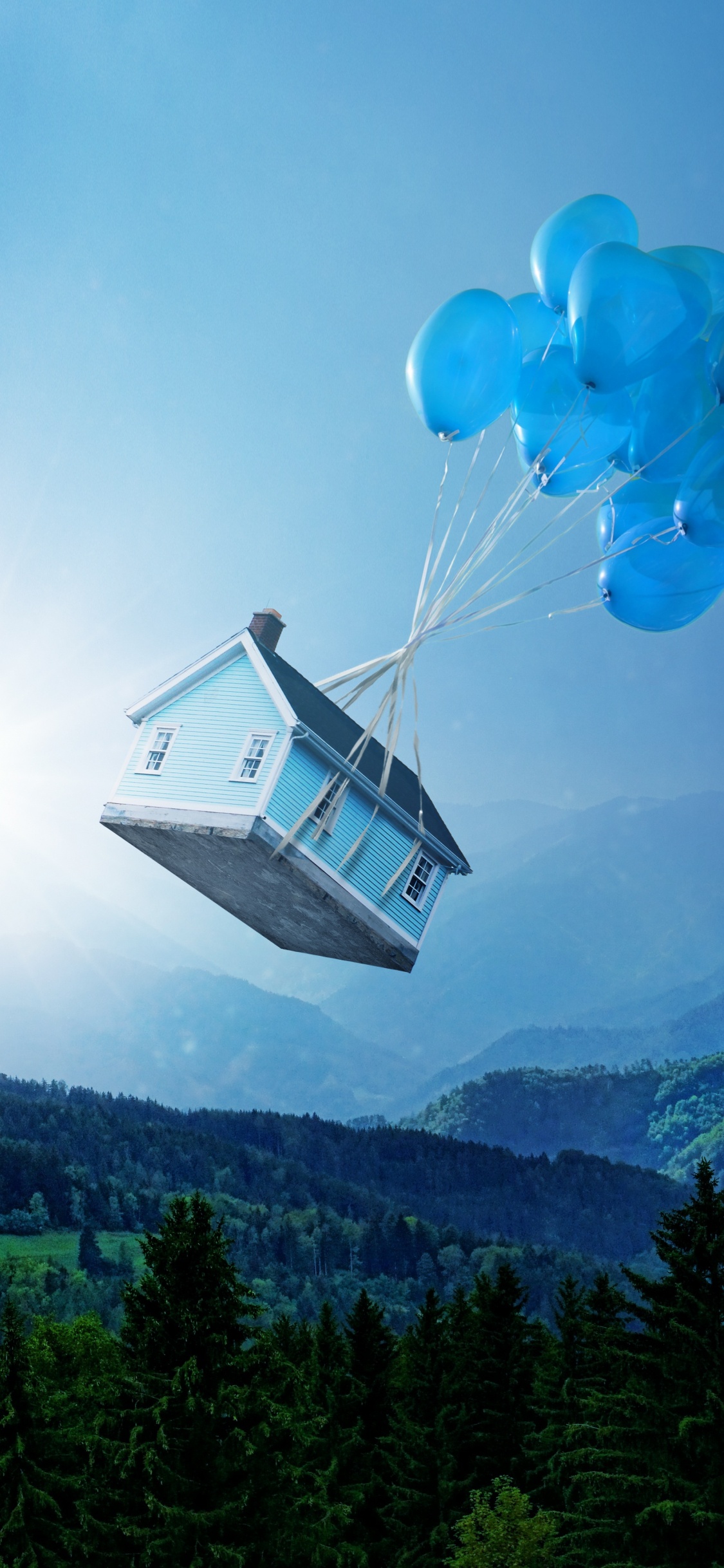 Téléphérique Bleu et Blanc Au-dessus Des Arbres Verts Pendant la Journée. Wallpaper in 1125x2436 Resolution