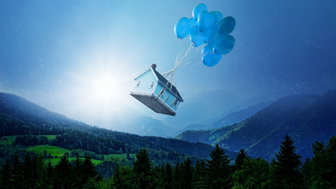 Téléphérique Bleu et Blanc Au-dessus Des Arbres Verts Pendant la Journée. Wallpaper in 1366x768 Resolution