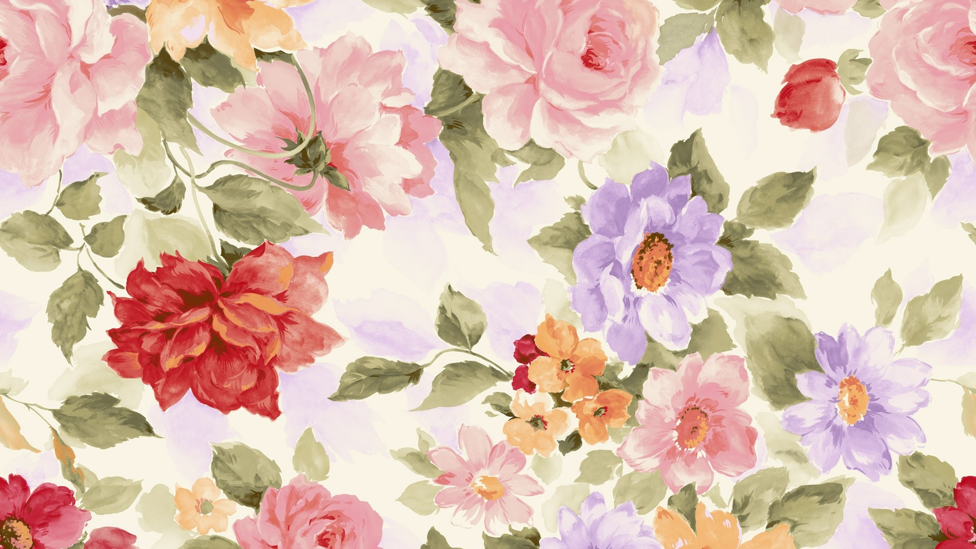 Textile Floral Blanc Rose et Vert. Wallpaper in 1920x1080 Resolution