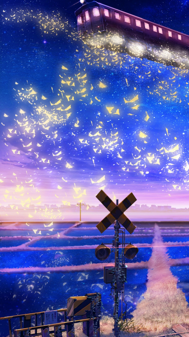 Des Gens Assis Sur un Banc Sous un Ciel Bleu Pendant la Nuit. Wallpaper in 750x1334 Resolution