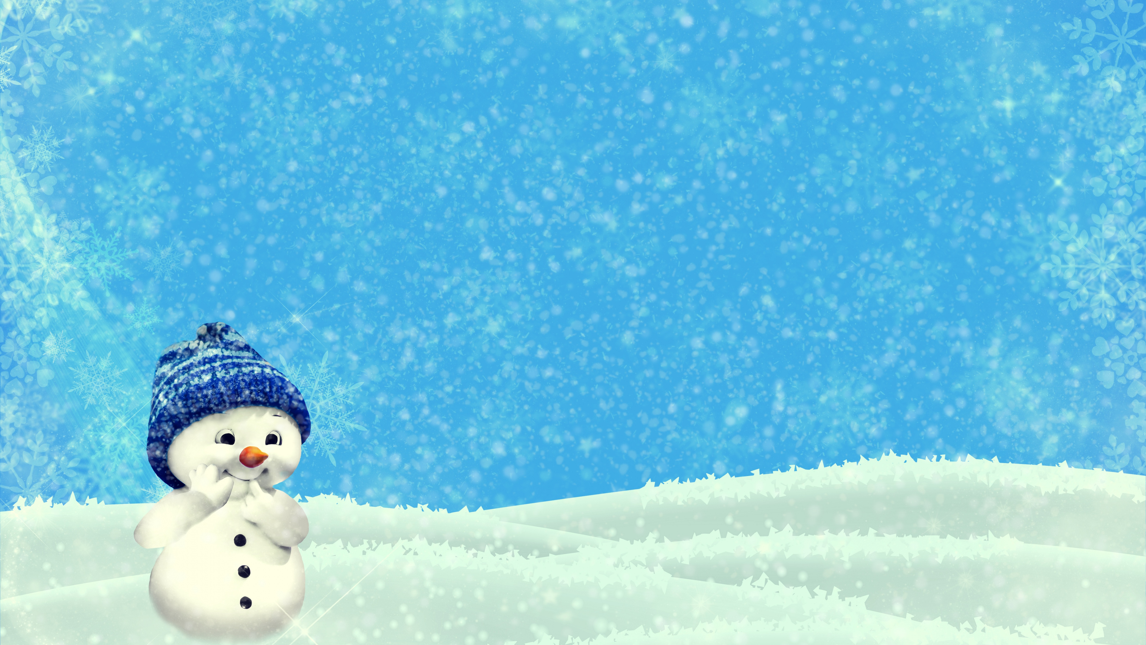 Schneemann, Weihnachten, Schnee, Winter, Einfrieren. Wallpaper in 3840x2160 Resolution