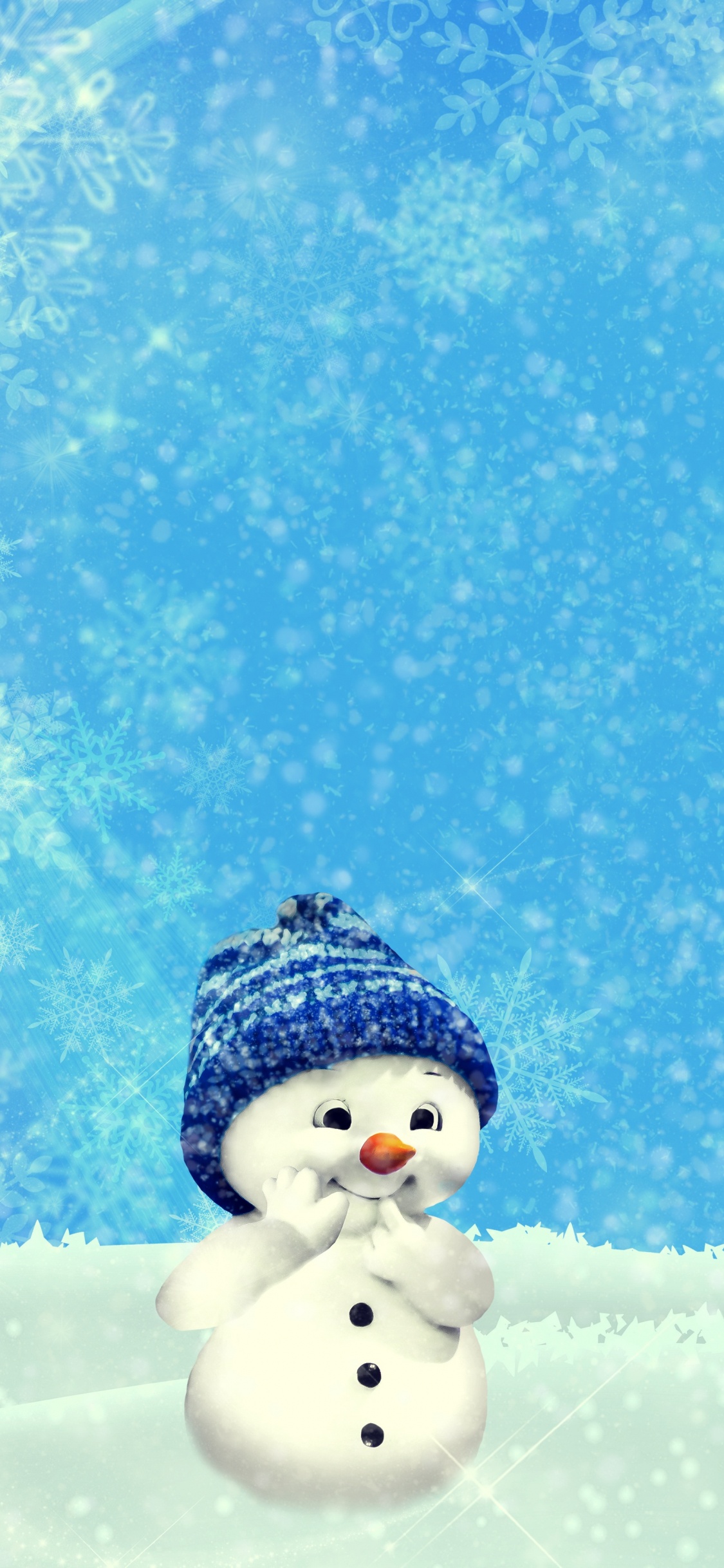 雪人, 圣诞节那天, 冬天, 冻结, 雪花 壁纸 1125x2436 允许