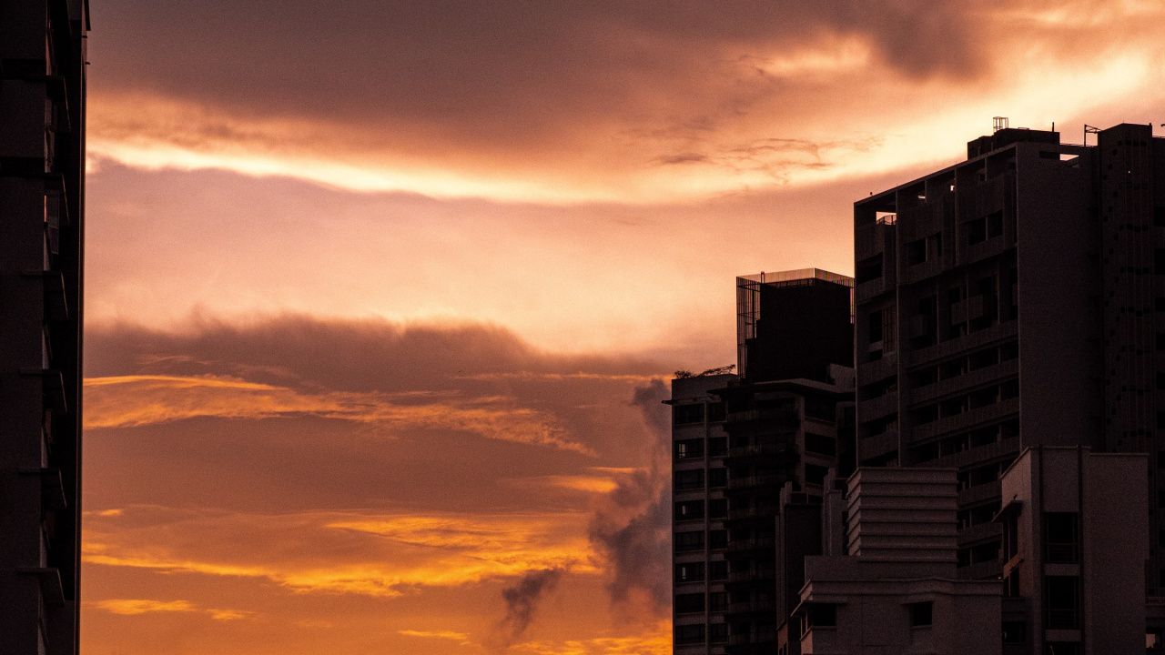 Gratte-ciel, Bâtiment, Atmosphère, Orange, Architecture. Wallpaper in 1280x720 Resolution