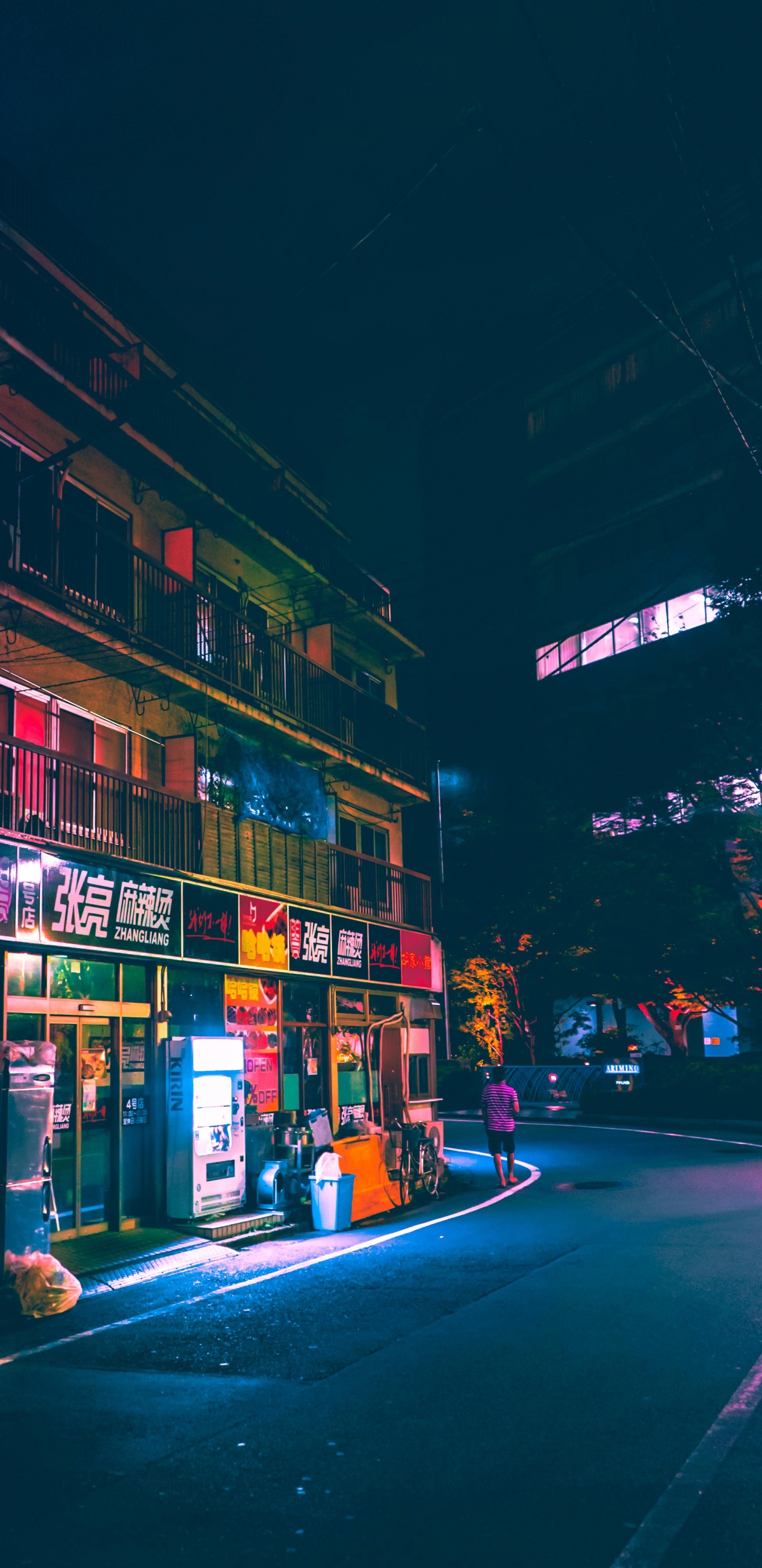 Cars Parked in Front of Store During Night Time. Wallpaper in 1440x2960 Resolution