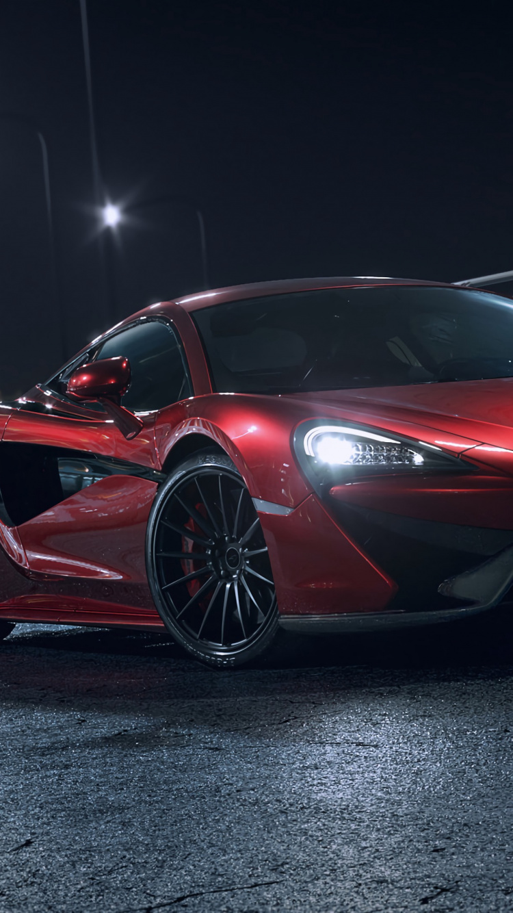 Roter Ferrari 458 Italia Auf Grauem Bürgersteig Geparkt. Wallpaper in 750x1334 Resolution