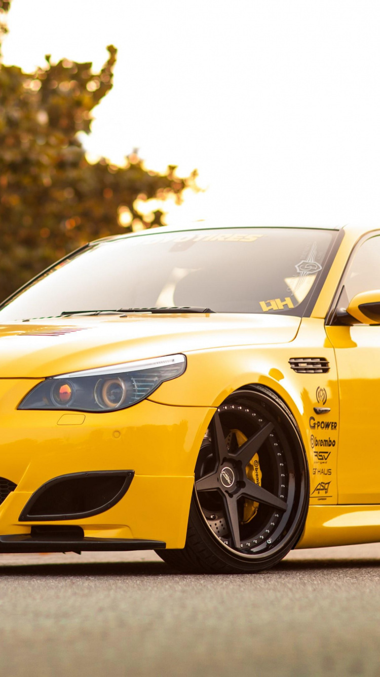 Yellow Mercedes Benz Coupe on Road During Daytime. Wallpaper in 750x1334 Resolution