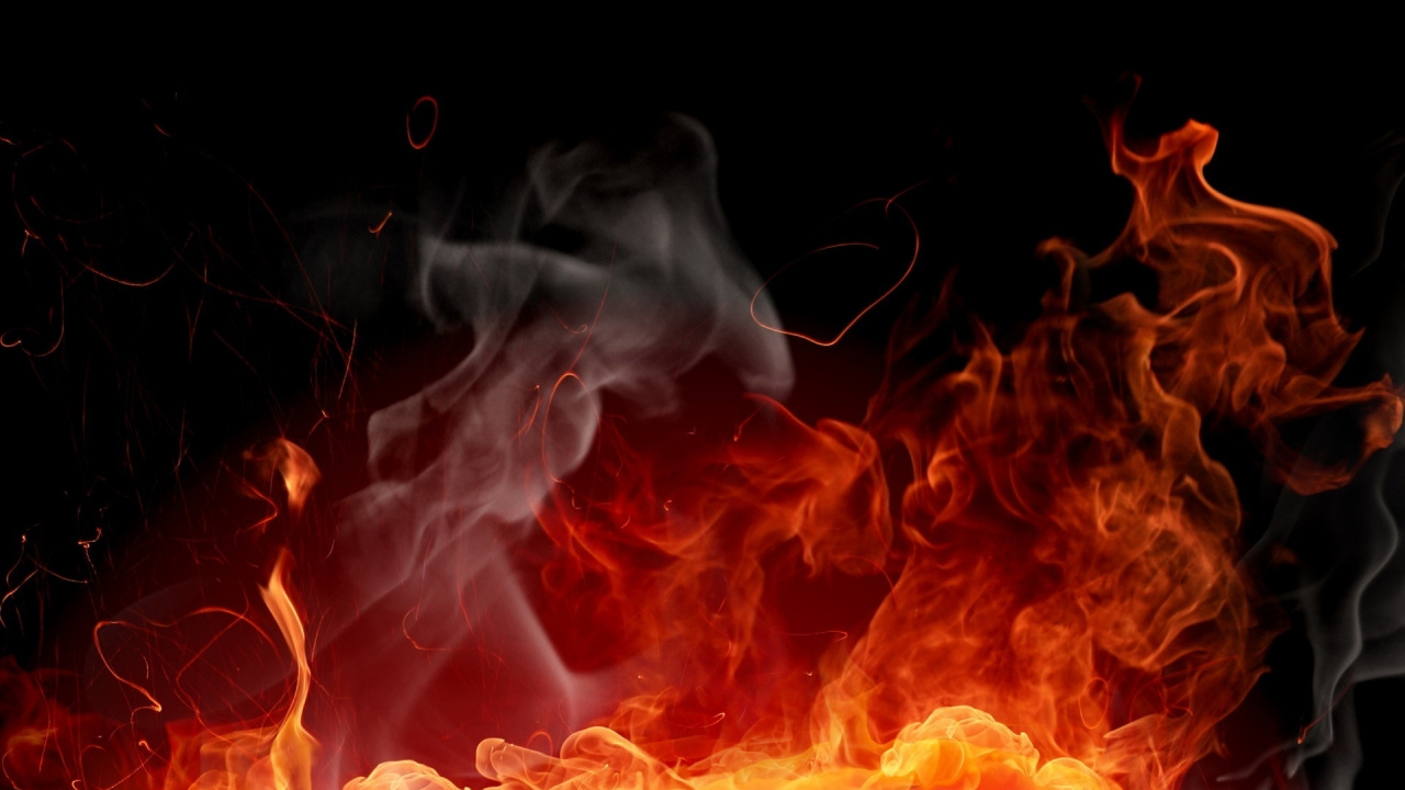 Orange Und Rotes Feuer Digitales Hintergrundbild. Wallpaper in 1280x720 Resolution