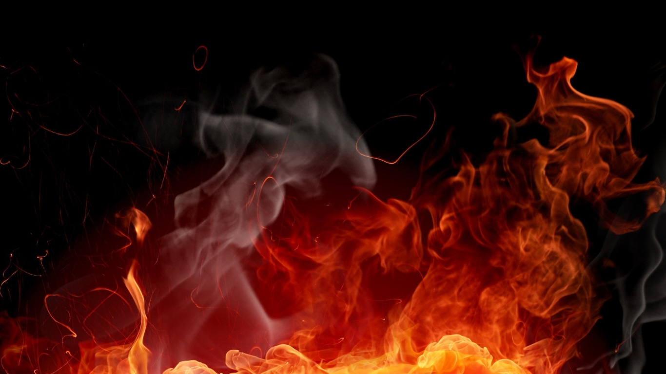 Orange Und Rotes Feuer Digitales Hintergrundbild. Wallpaper in 1366x768 Resolution