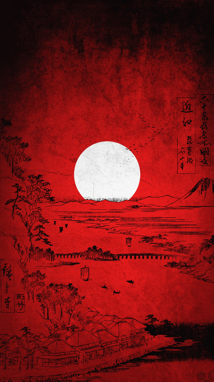 Art, Moon, Rectangle, Painting, Tree. Wallpaper in 750x1334 Resolution