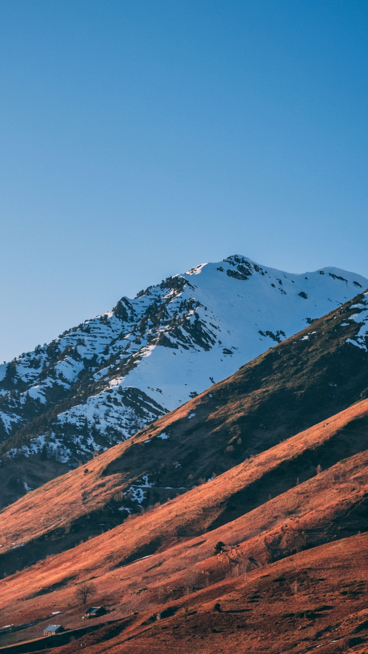 Schnee, Natur, Bergkette, Hill, Winter. Wallpaper in 1440x2560 Resolution