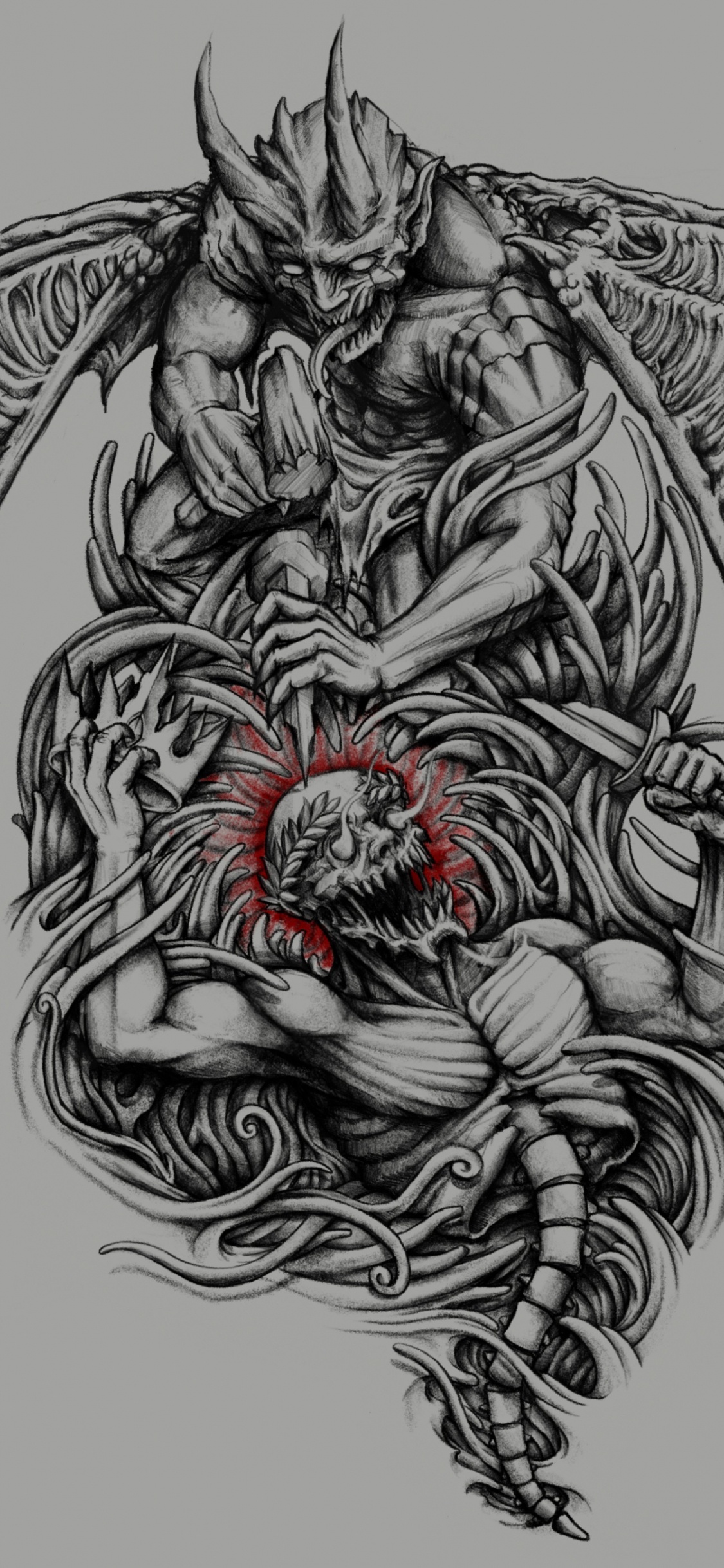 Mythical Creature, Visual Arts, Tiger, Carnivores, Design. Wallpaper in 1125x2436 Resolution