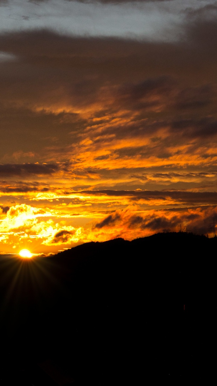 Sunset, Cloud, Atmosphere, Ecoregion, Amber. Wallpaper in 720x1280 Resolution