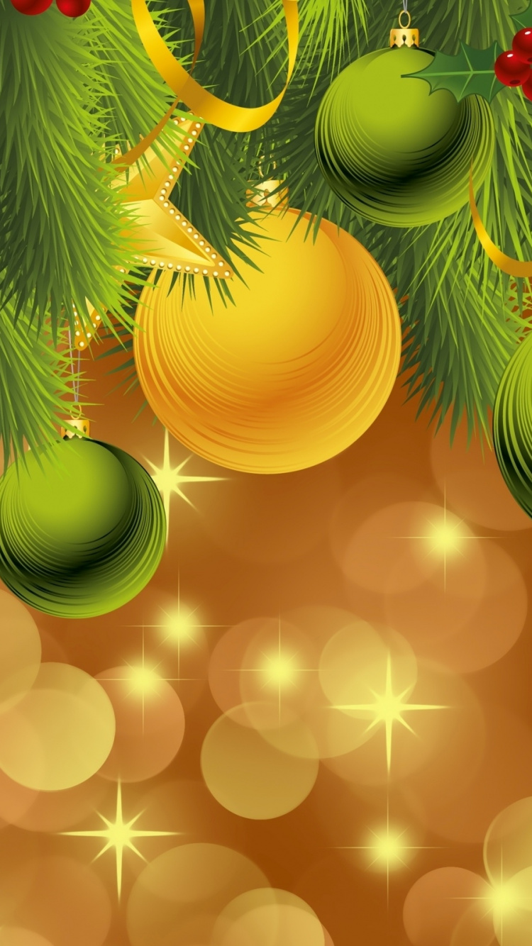 圣诞节那天, 新的一年, 圣诞节的装饰品, 假日, 绿色的 壁纸 750x1334 允许