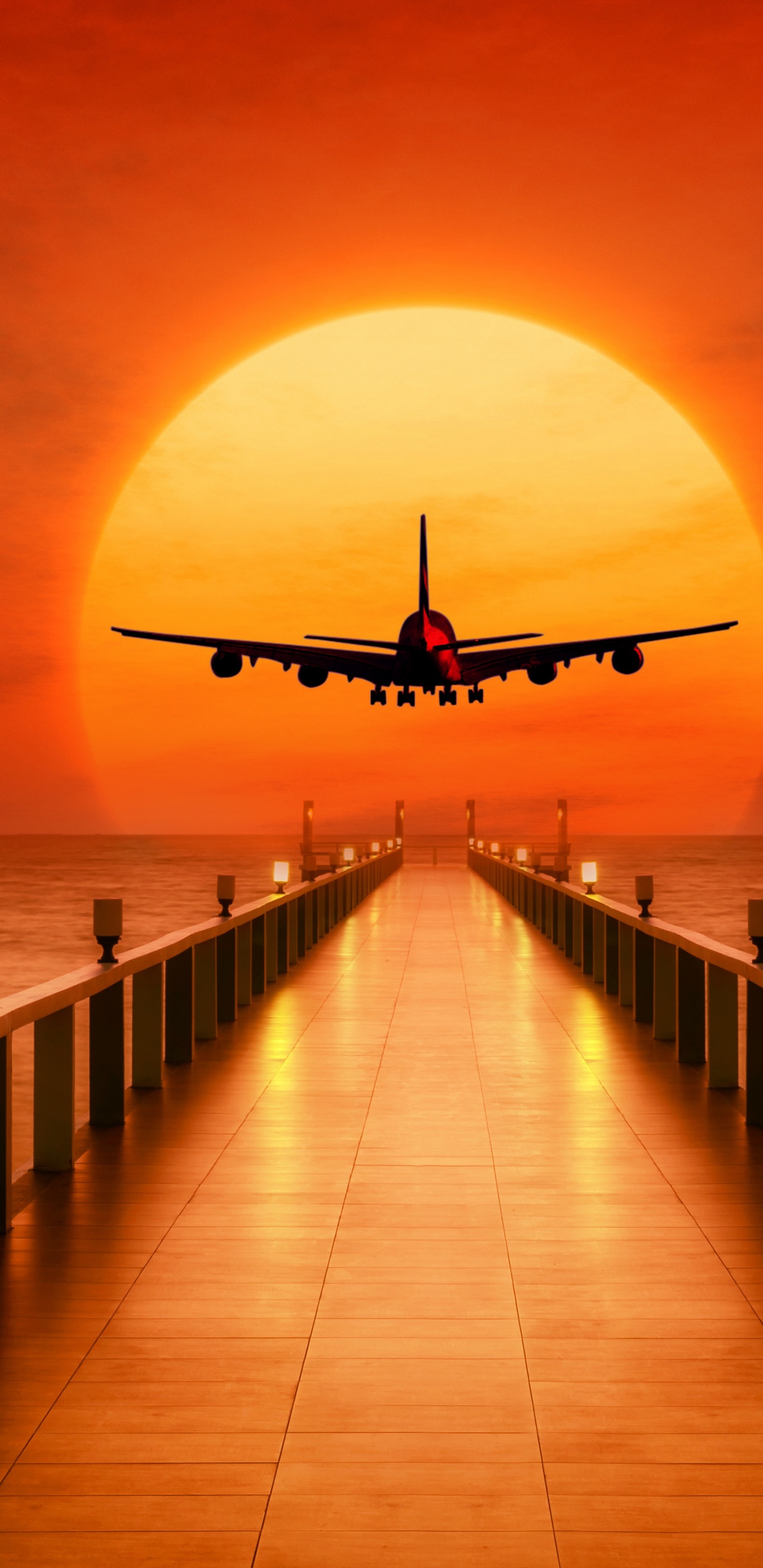 Aeronave, Avion al Atardecer, Vuelo, Los Viajes Aéreos, Aeropuerto. Wallpaper in 1440x2960 Resolution