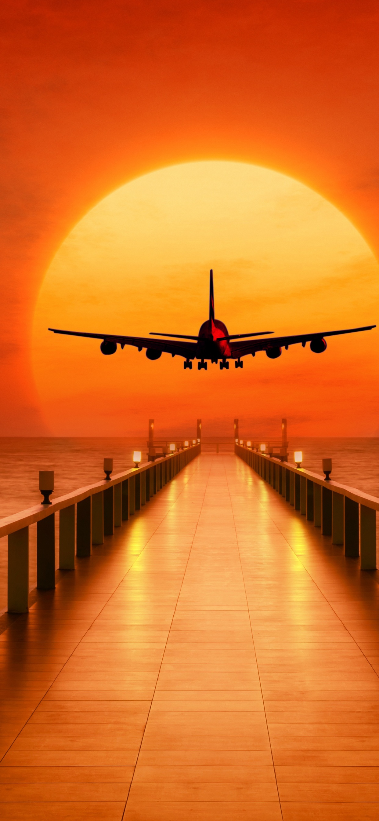 Aircraft, Airplane, Sunset Airplane, Flight, Air Travel. Wallpaper in 1242x2688 Resolution