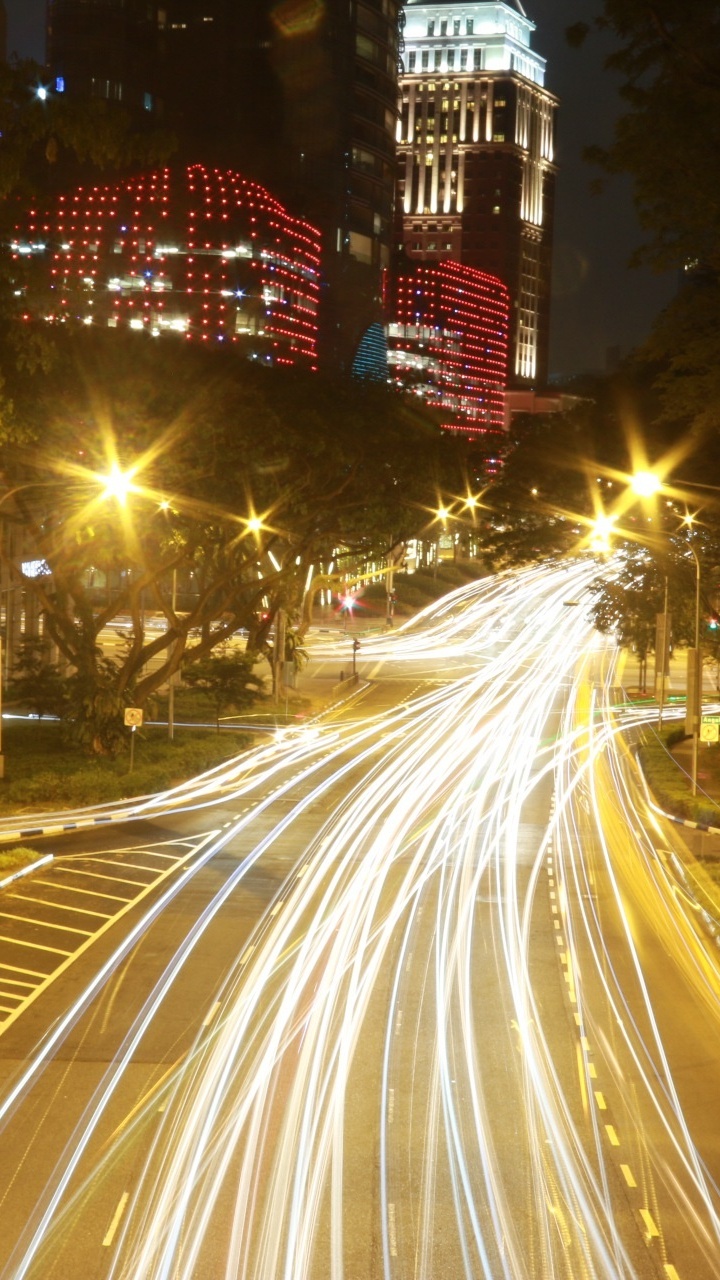 Fotografía de Lapso de Tiempo de Automóviles en la Carretera Durante la Noche. Wallpaper in 720x1280 Resolution
