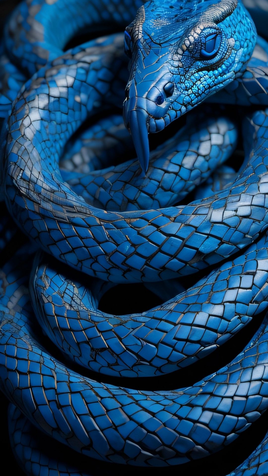 Serpents Royaux, Mambas, Reptiles à L'échelle, Blue, Noir. Wallpaper in 1080x1920 Resolution
