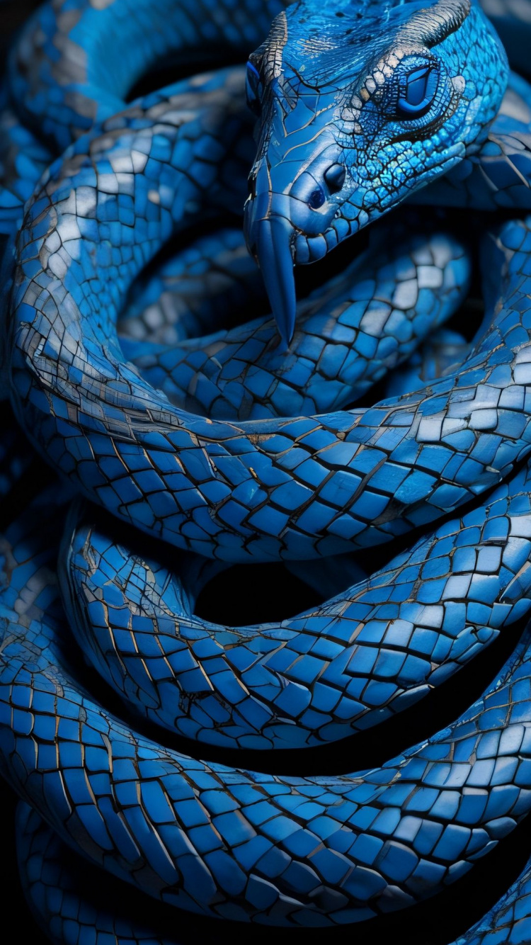 Serpents Royaux, Mambas, Reptiles à L'échelle, Blue, Noir. Wallpaper in 750x1334 Resolution