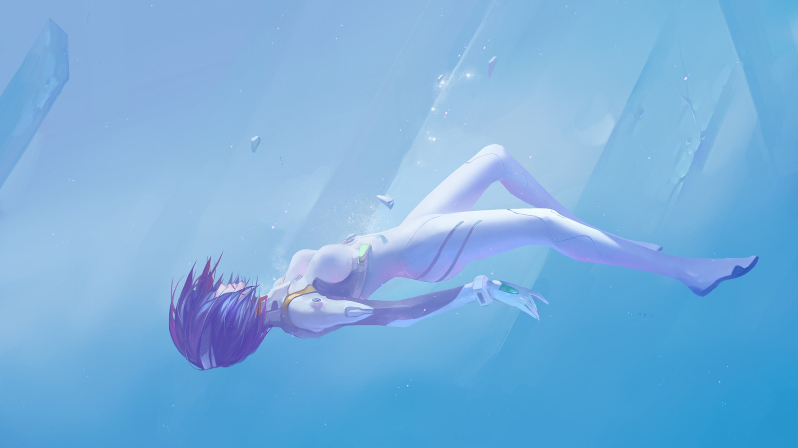 Anime Bajo el Agua Ahogamiento, Rei Ayanami, Anime, Manga, Agua. Wallpaper in 2560x1440 Resolution