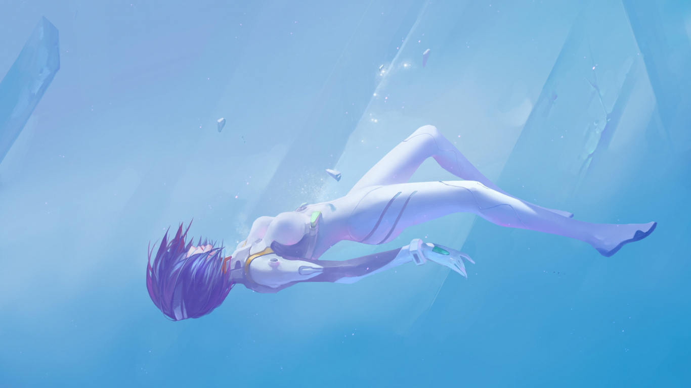 Anime Underwater Drowning, Rei Ayanami, Anime, Sleeve, Water. Wallpaper in 1366x768 Resolution