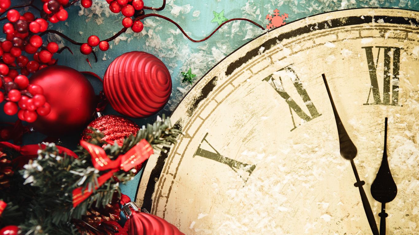 Nochevieja, El Día De Navidad, la Víspera de Año Nuevo, Adorno de Navidad, Rojo. Wallpaper in 1366x768 Resolution