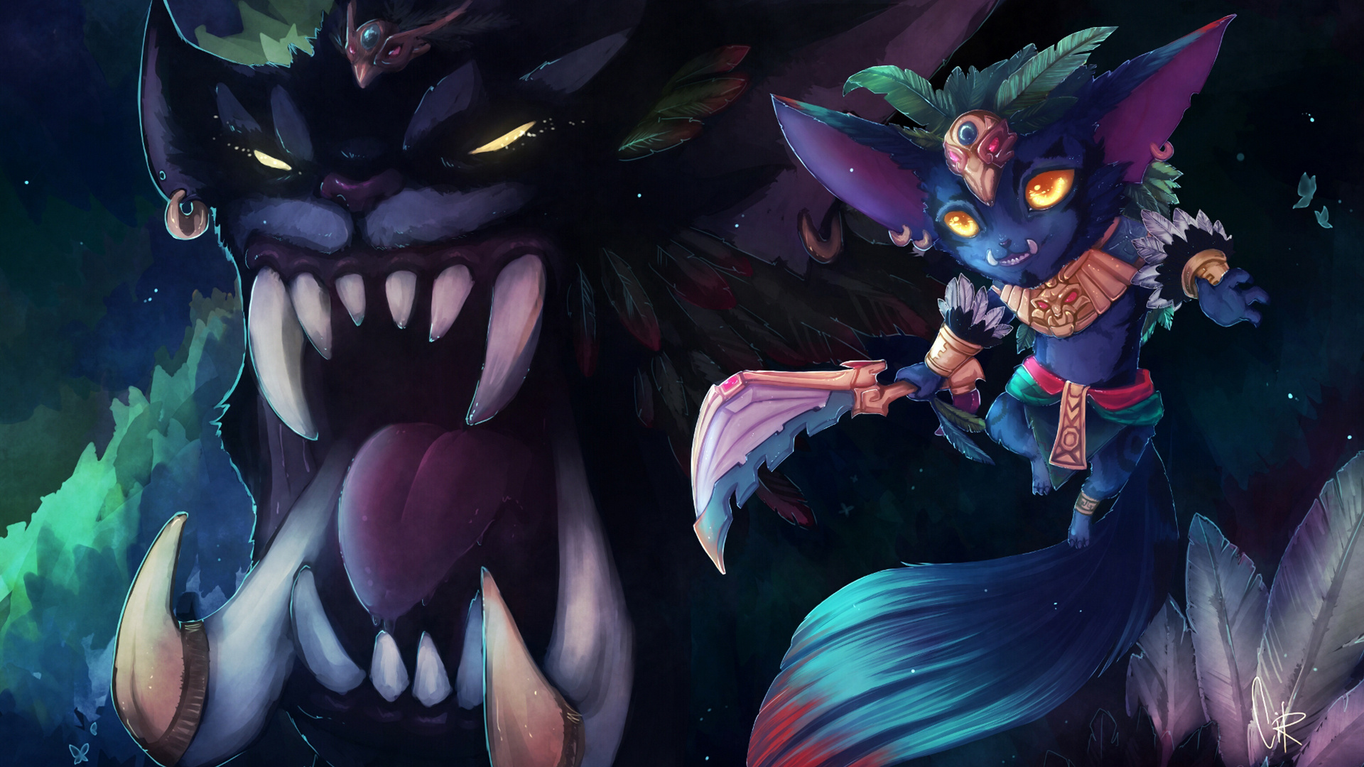 Liga de Leyendas, Ilustración, Demonio, Criatura Sobrenatural, Arte. Wallpaper in 1920x1080 Resolution