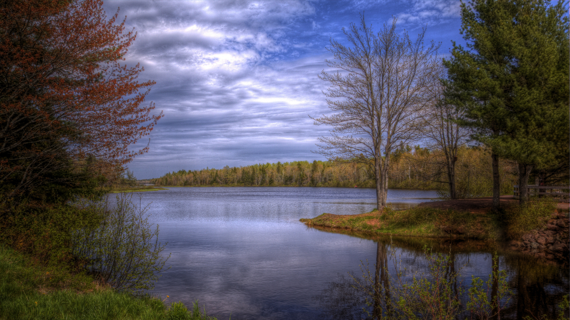 Body of Water Near Trees Under Cloudy Sky During Daytime. Wallpaper in 1920x1080 Resolution