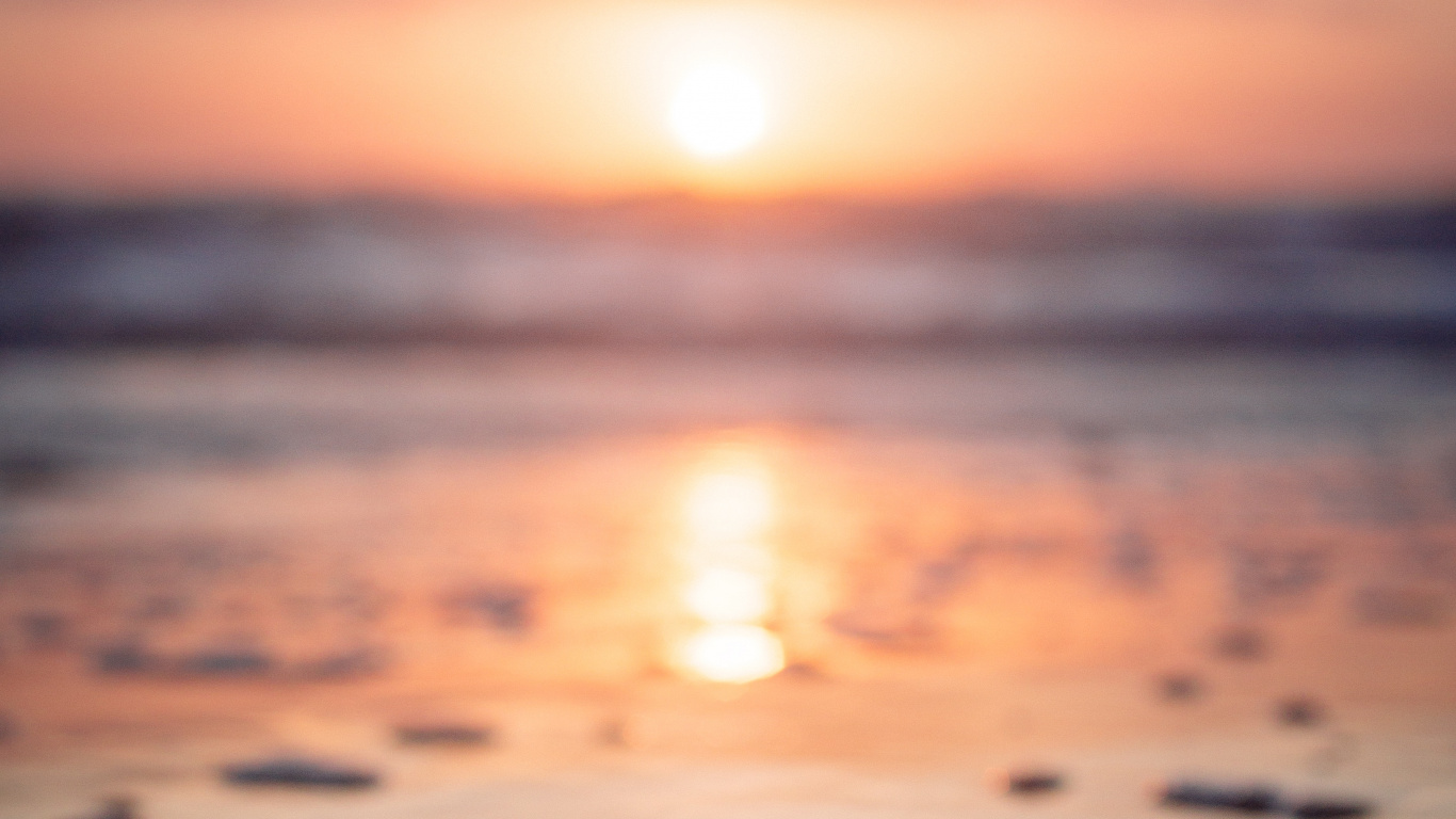 Sunset, Sunrise, Horizon, Sea, Ocean. Wallpaper in 1366x768 Resolution