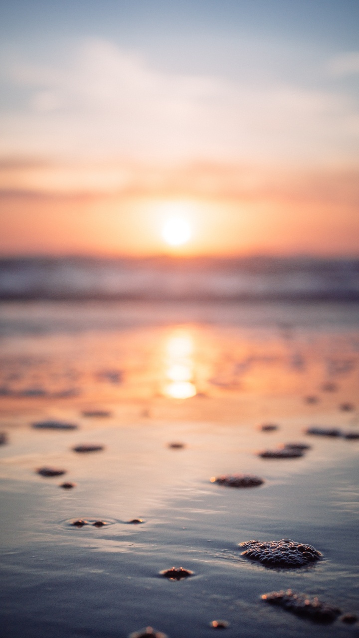 Sunset, Sunrise, Horizon, Sea, Ocean. Wallpaper in 720x1280 Resolution