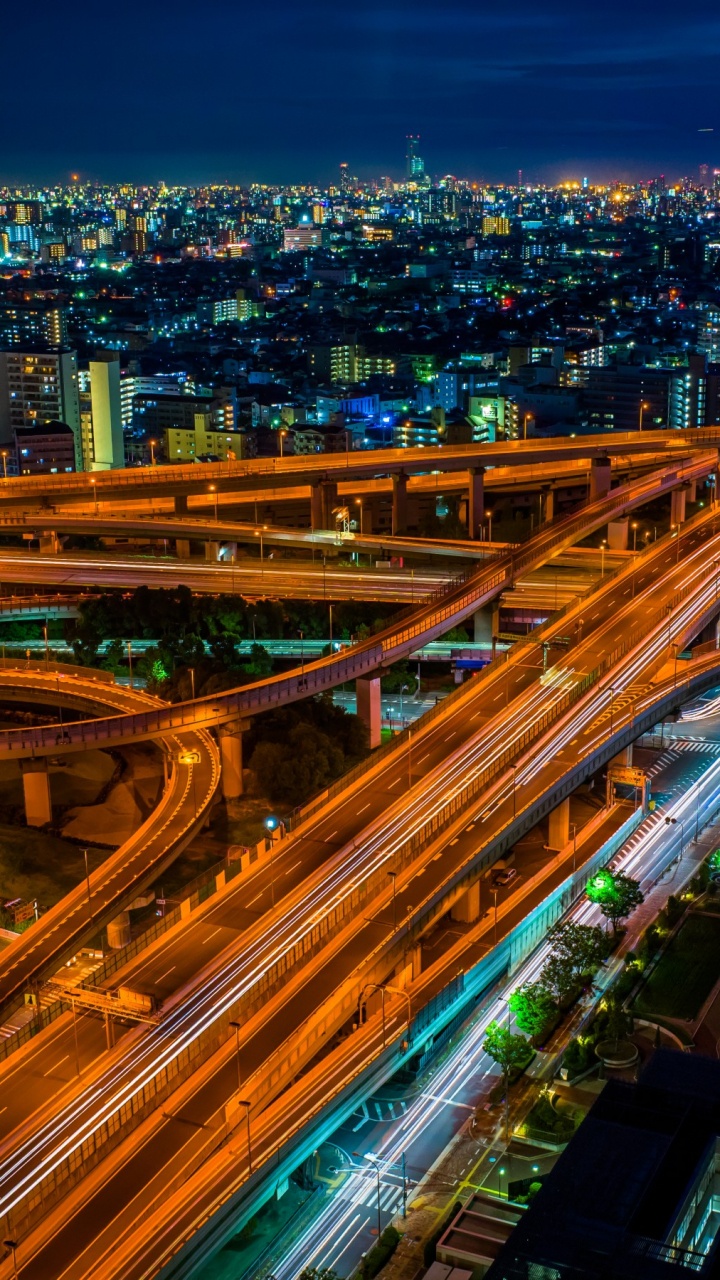 Aerial View of City During Night Time. Wallpaper in 720x1280 Resolution