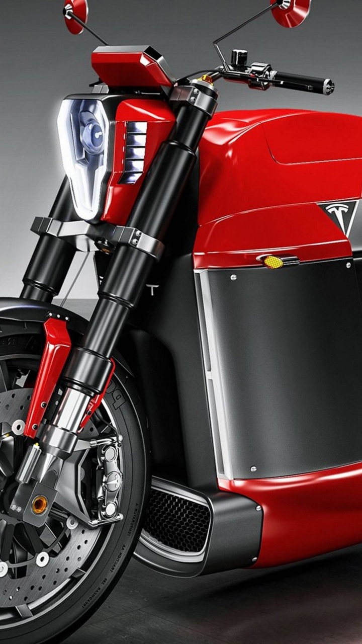 Rotes Und Schwarzes Motorrad Mit Schwarzem Und Silbernem Motorrad. Wallpaper in 720x1280 Resolution