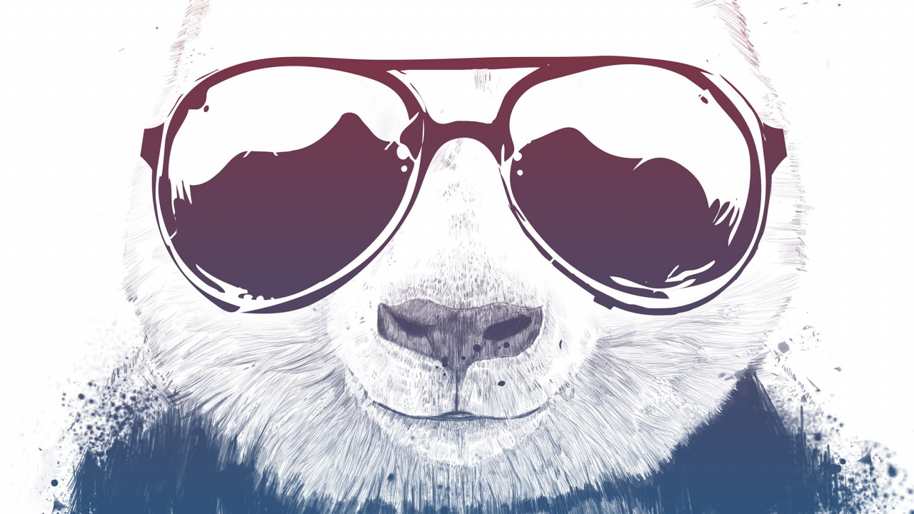 el Panda Gigante, Cartel, Arte, Ilustración, Gafas. Wallpaper in 1280x720 Resolution