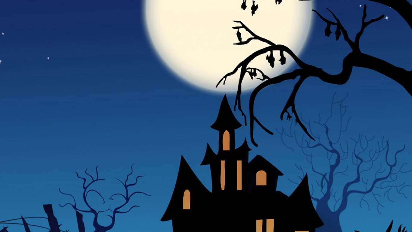 Branch, Illustration, Baum, Jack o Lantern, Cloud. Wallpaper in 1366x768 Resolution