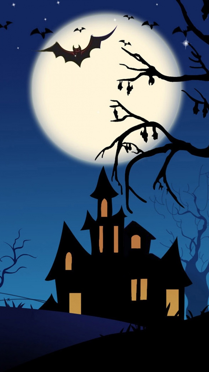 Branch, Illustration, Baum, Jack o Lantern, Cloud. Wallpaper in 720x1280 Resolution