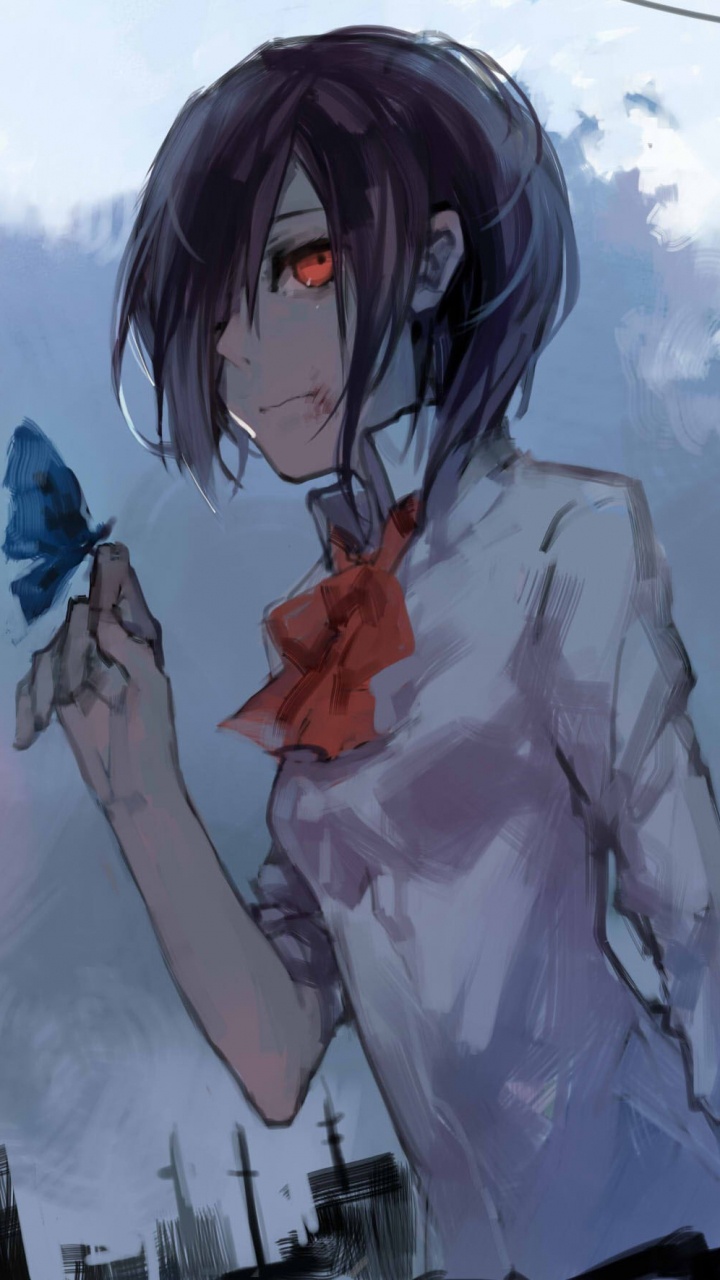 Homme en Veste Noire Tenant un Personnage D'anime Femme Aux Cheveux Bleus. Wallpaper in 720x1280 Resolution