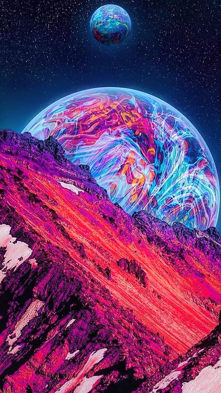 Néon Galaxie Lune, Purple, Nature, Art, Objet Astronomique. Wallpaper in 750x1334 Resolution