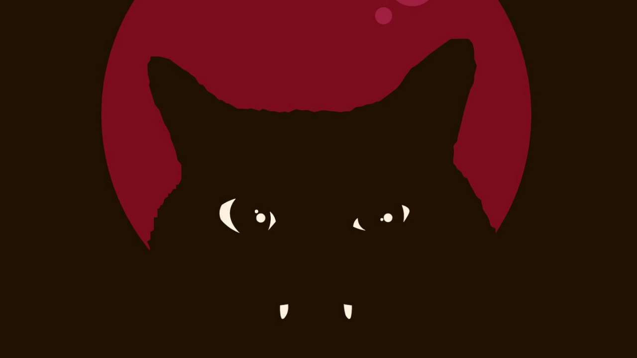 Cat With Red Eyes Illustration. Wallpaper in 1280x720 Resolution