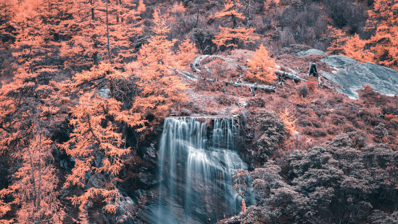 Cascada, Cuerpo de Agua, Agua, Naturaleza, Paisaje Natural. Wallpaper in 1366x768 Resolution