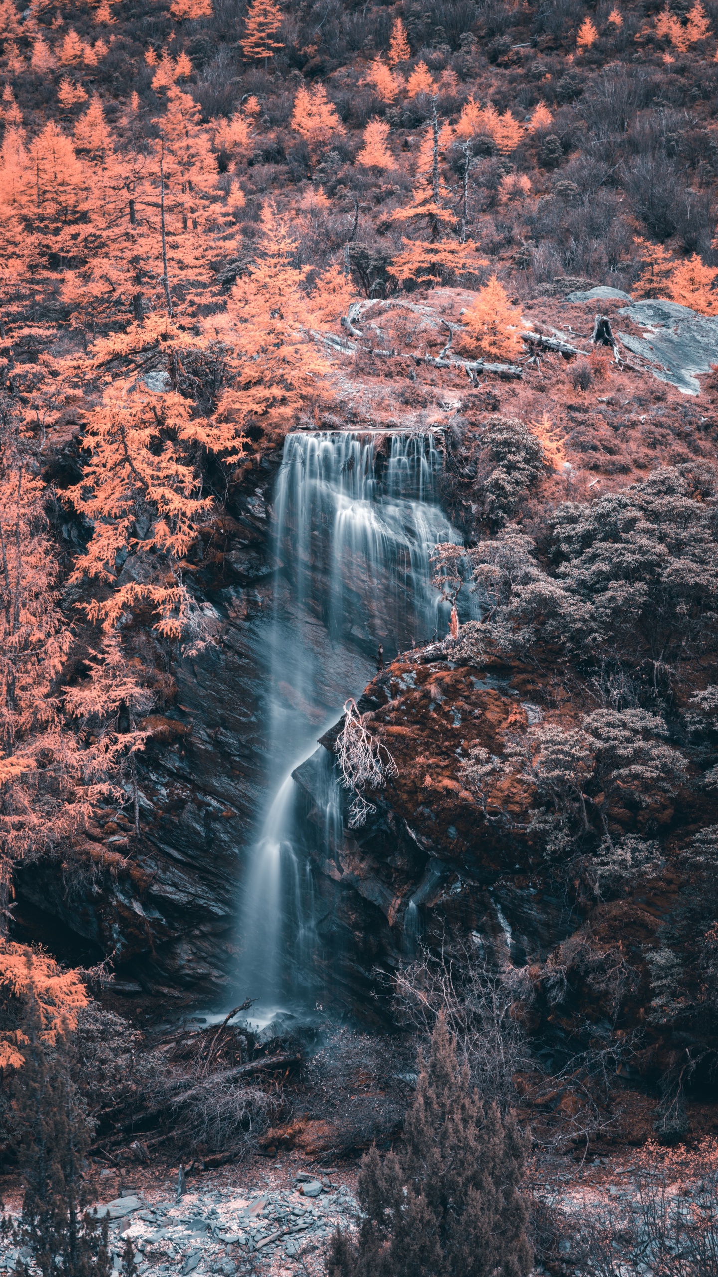 Wasserfall, Gewässer, Wasser, Natur, Naturlandschaft. Wallpaper in 1440x2560 Resolution