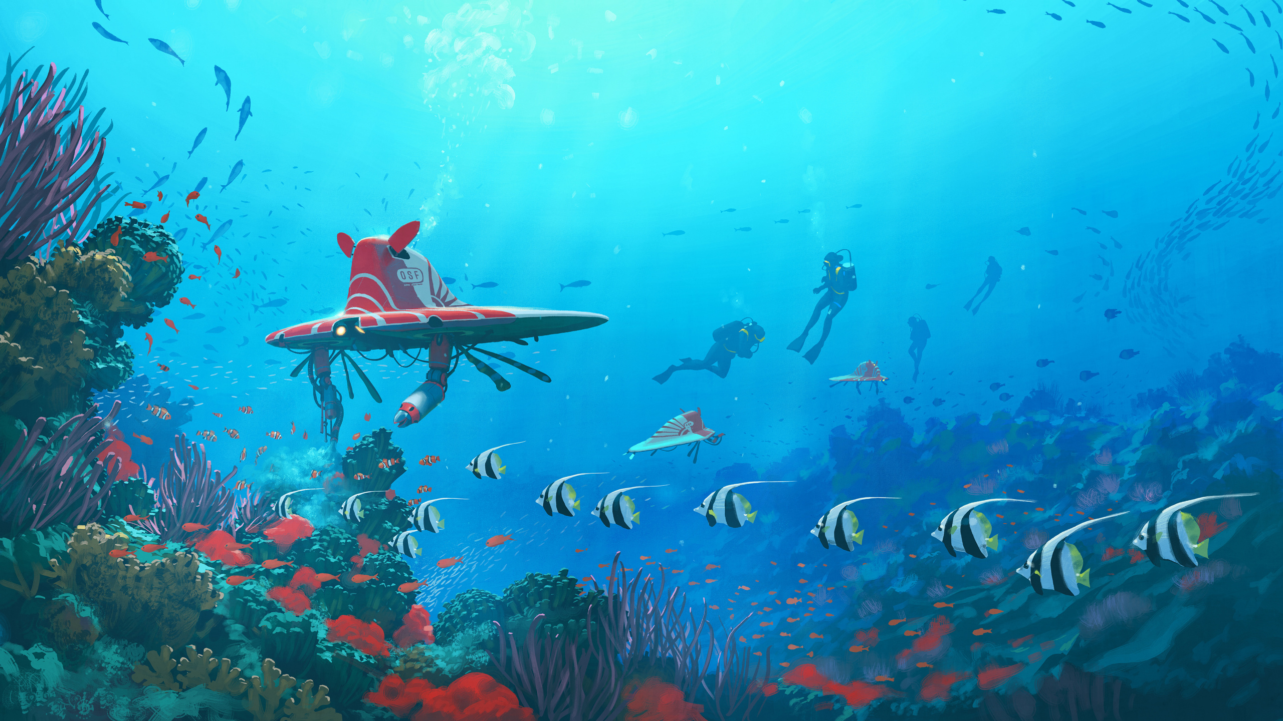 Simon Stlenhag Ocean, Art, la Science-fiction, L'art Numérique, Concept Art. Wallpaper in 2560x1440 Resolution