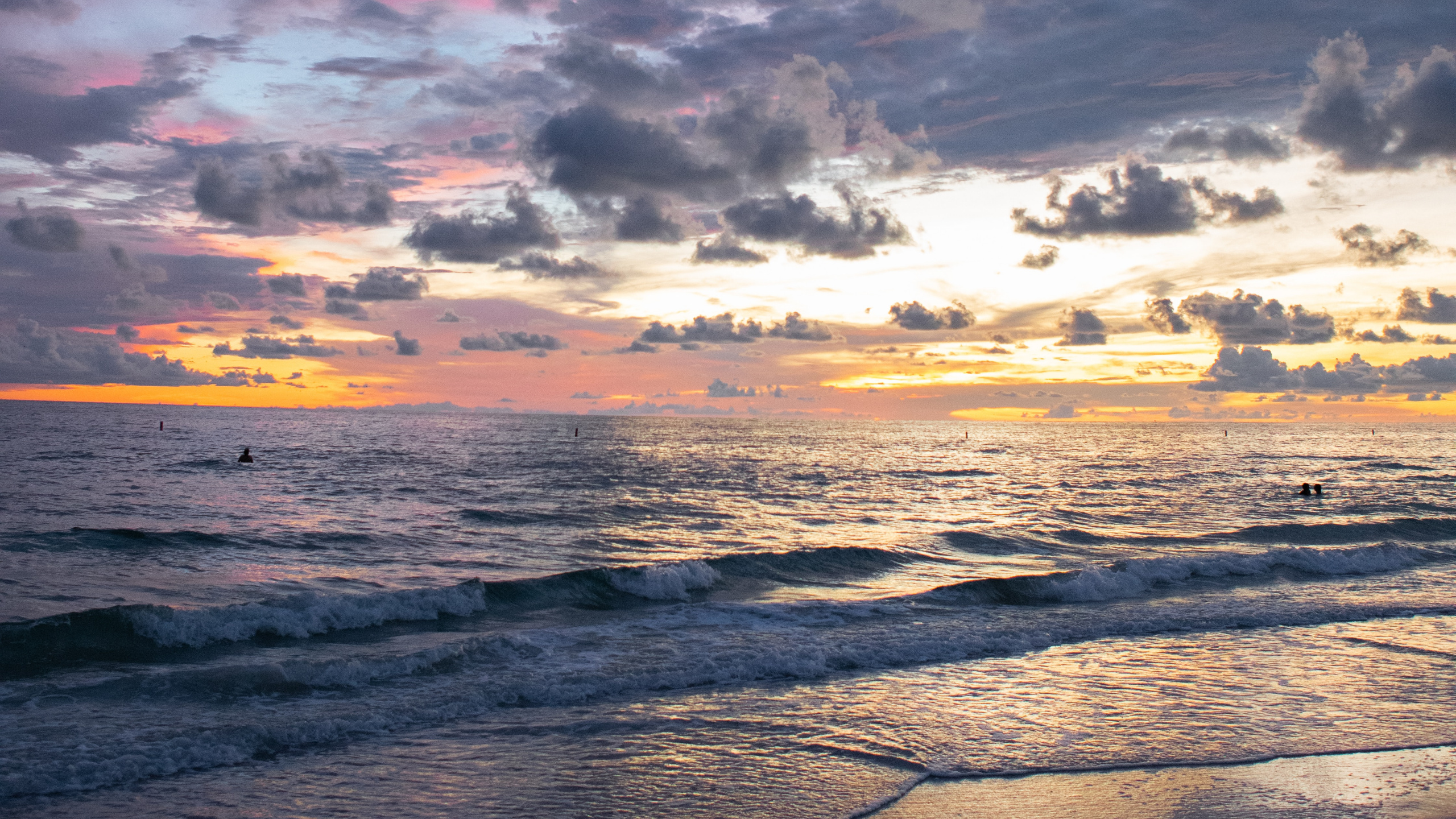 Mer, Horizon, Eau, Lever, Soir. Wallpaper in 2560x1440 Resolution