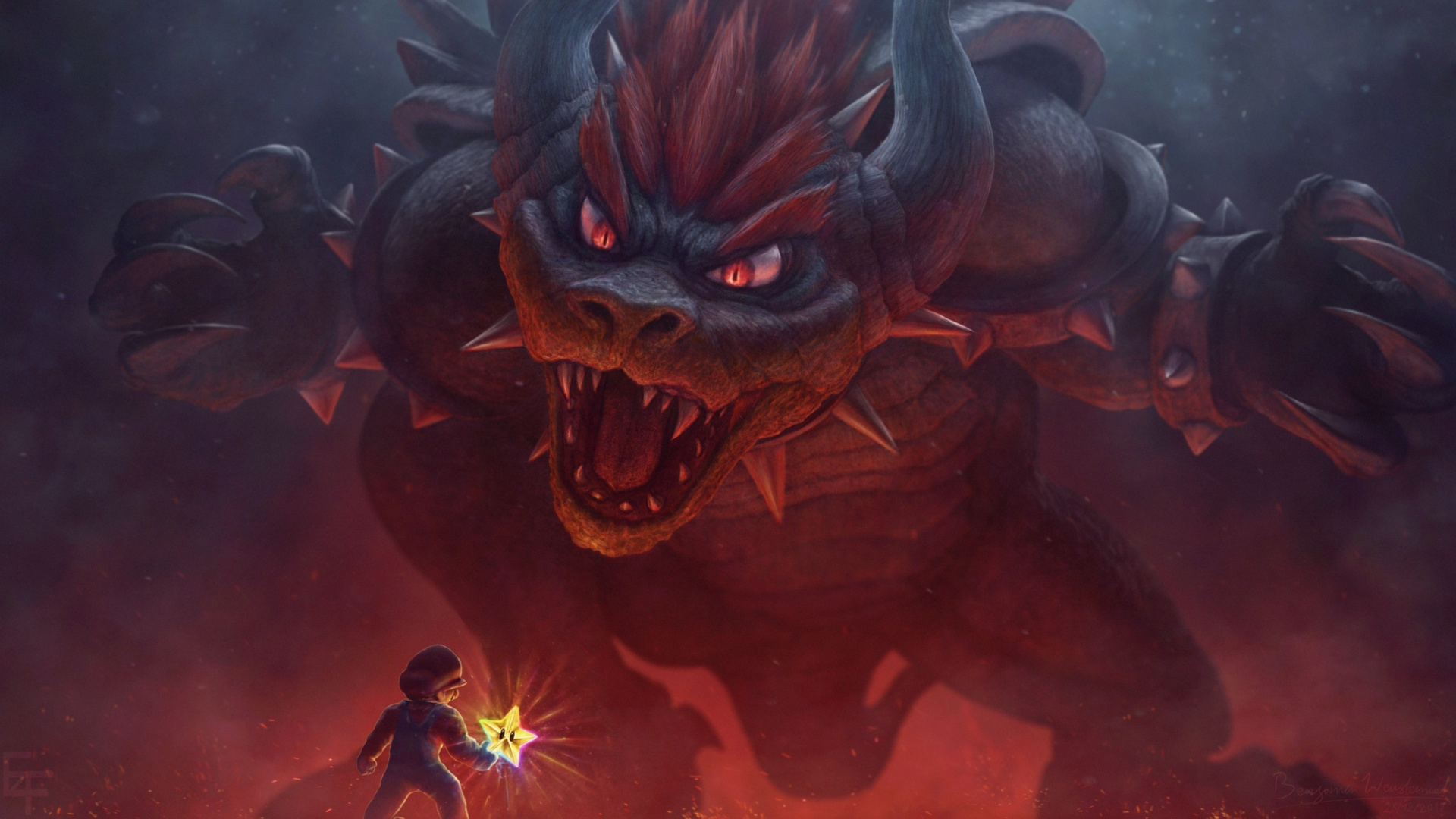 Illustration de Dragon Marron et Noir. Wallpaper in 1920x1080 Resolution