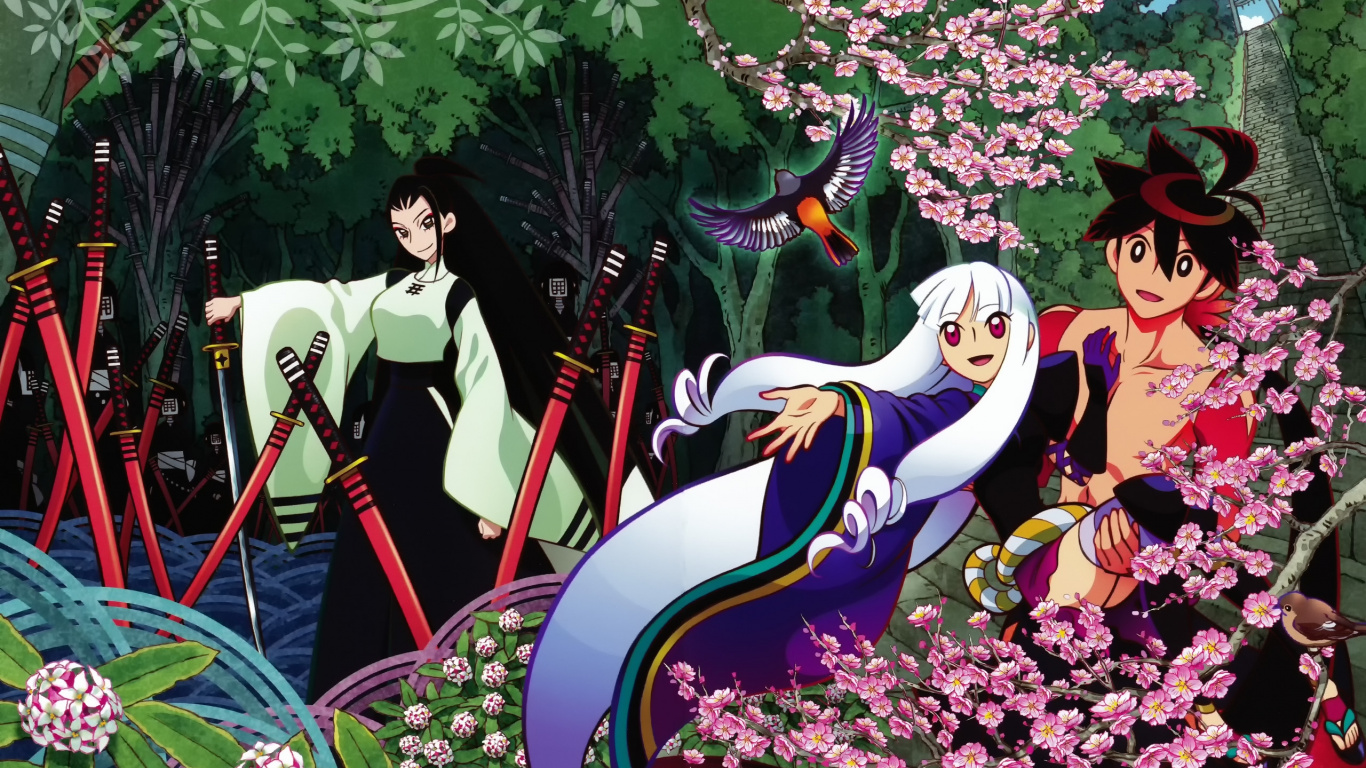 Femme en Chemise à Manches Longues Noir et Blanc Debout à Côté du Personnage D'anime Fille Aux Cheveux Jaunes. Wallpaper in 1366x768 Resolution