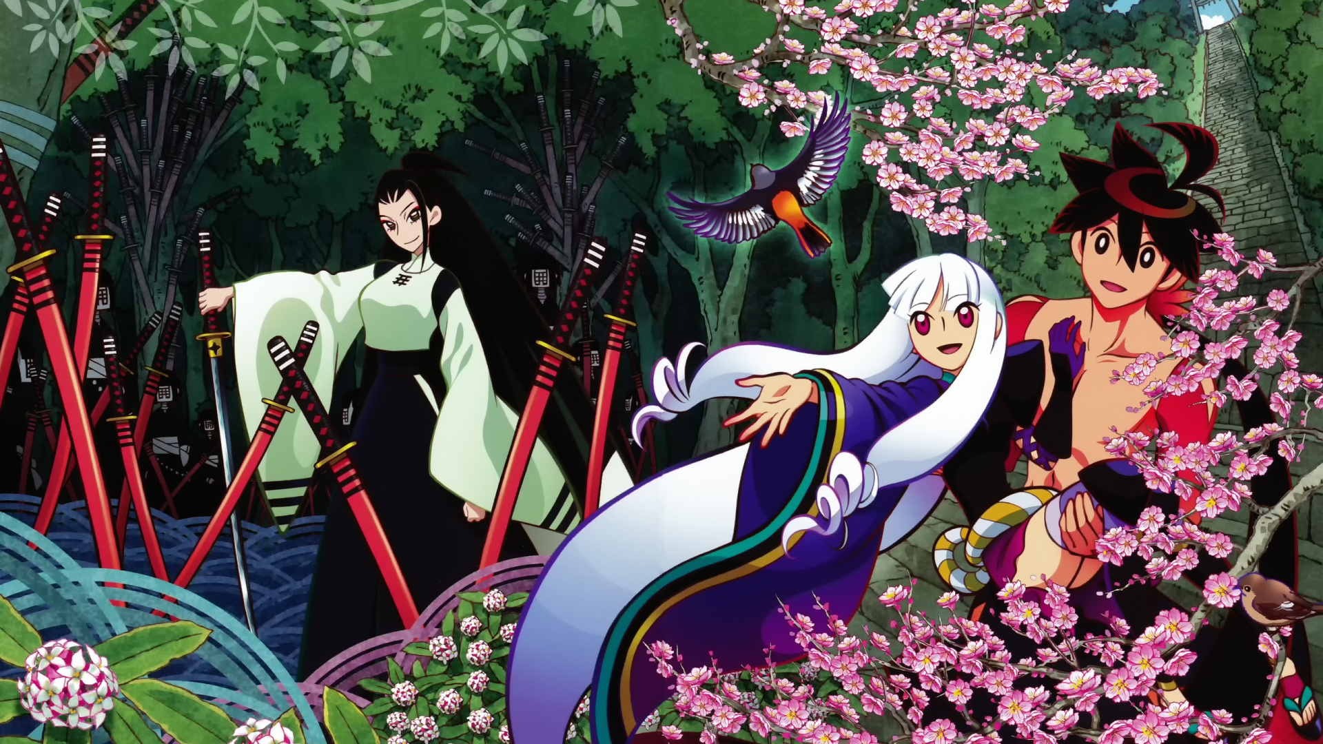 Femme en Chemise à Manches Longues Noir et Blanc Debout à Côté du Personnage D'anime Fille Aux Cheveux Jaunes. Wallpaper in 1920x1080 Resolution