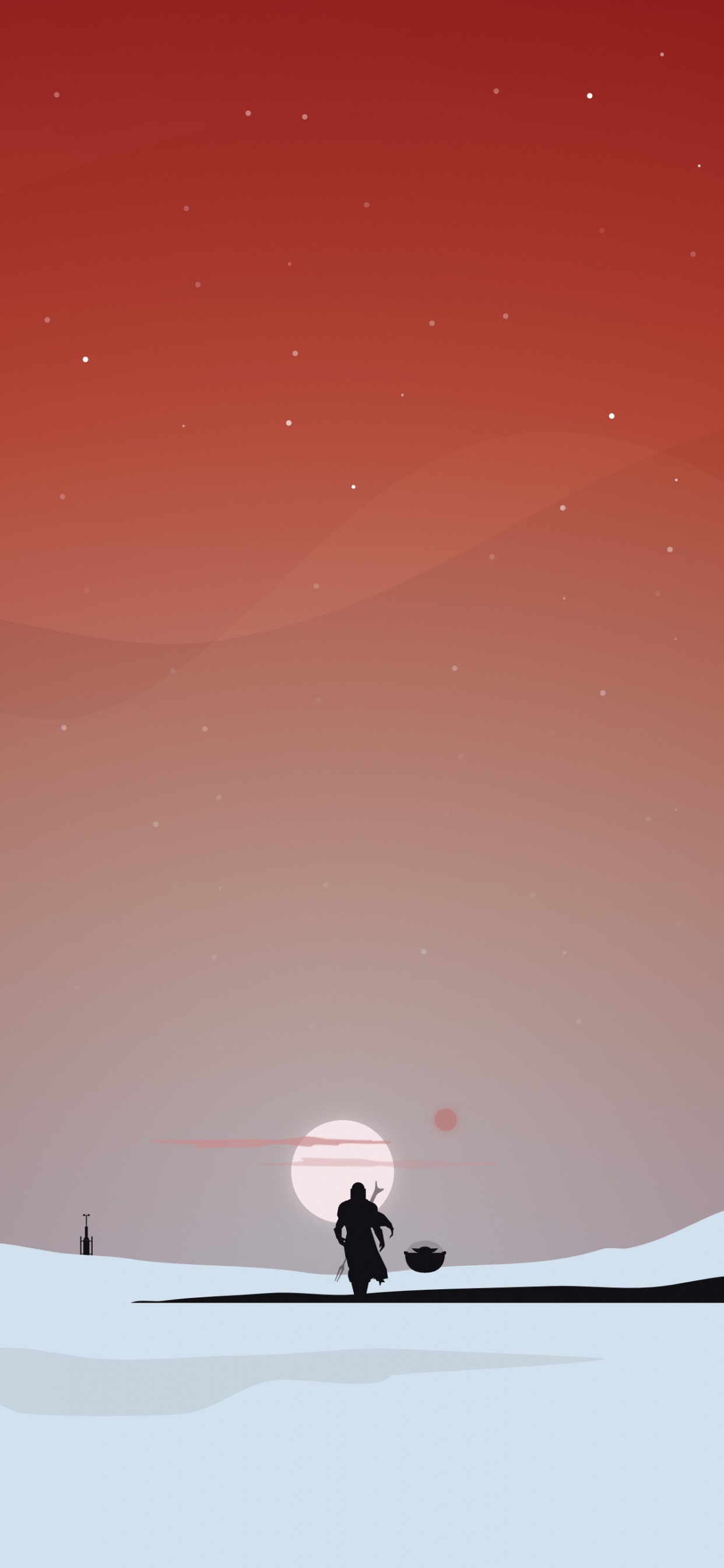 Silhouette of Person Walking on Snow Covered Field During Sunset. Wallpaper in 1242x2688 Resolution