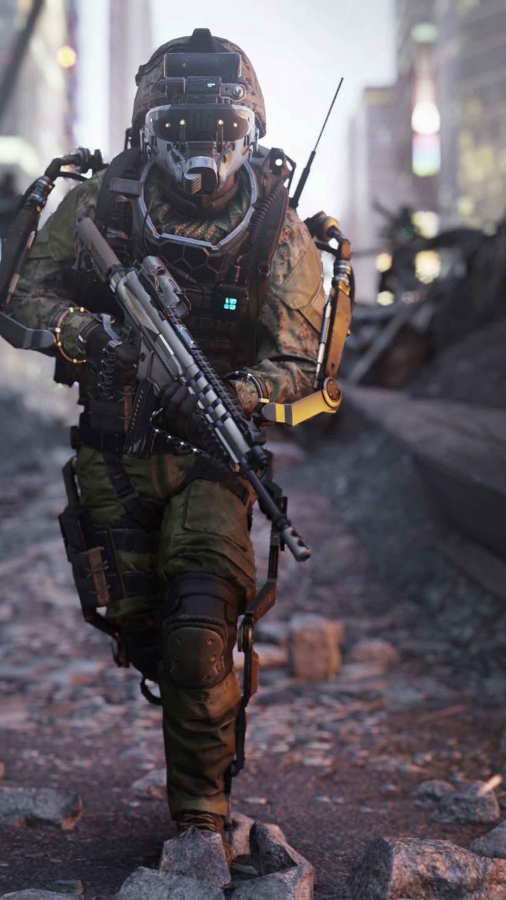 Call of Duty Advanced Warfare, Activision, Sledgehammer Games, Soldat, Obscurité. Wallpaper in 720x1280 Resolution