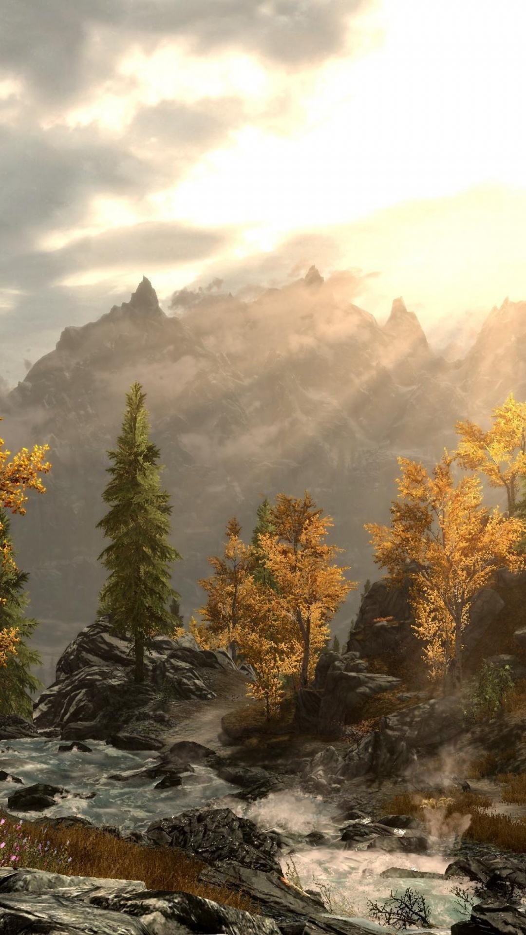 Tagsüber Grüne Und Gelbe Bäume in Der Nähe Des Berges. Wallpaper in 1080x1920 Resolution