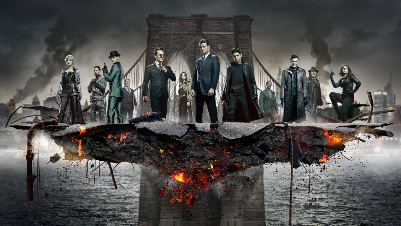 Gotham - Saison 5, le Commissaire Gordon, Batman, Oswald Cobblepot, Harvey Bullock. Wallpaper in 1280x720 Resolution